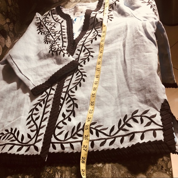 Linea Louis Dell’ Olio 💯 Linen Embroidered Lined Jacket Top Size 1X Blue… - Picture 9 of 14